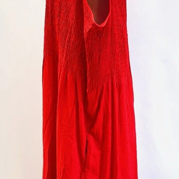 NWT CROFT & BARROW Women Sleeveless Full Length Shirred Red Maxi Dress Size 3X - Picture 11 of 14